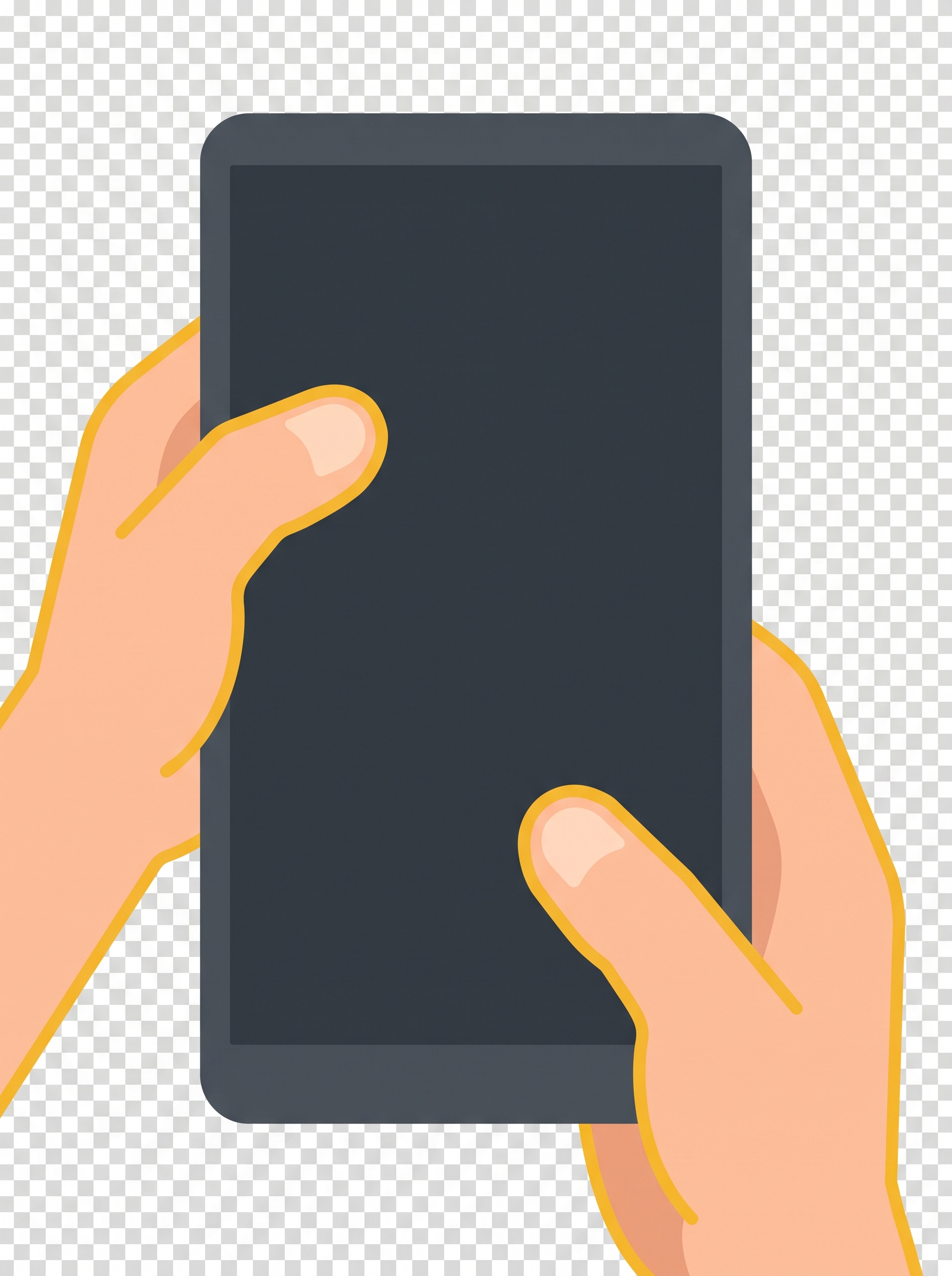 両手でスマホを持つ